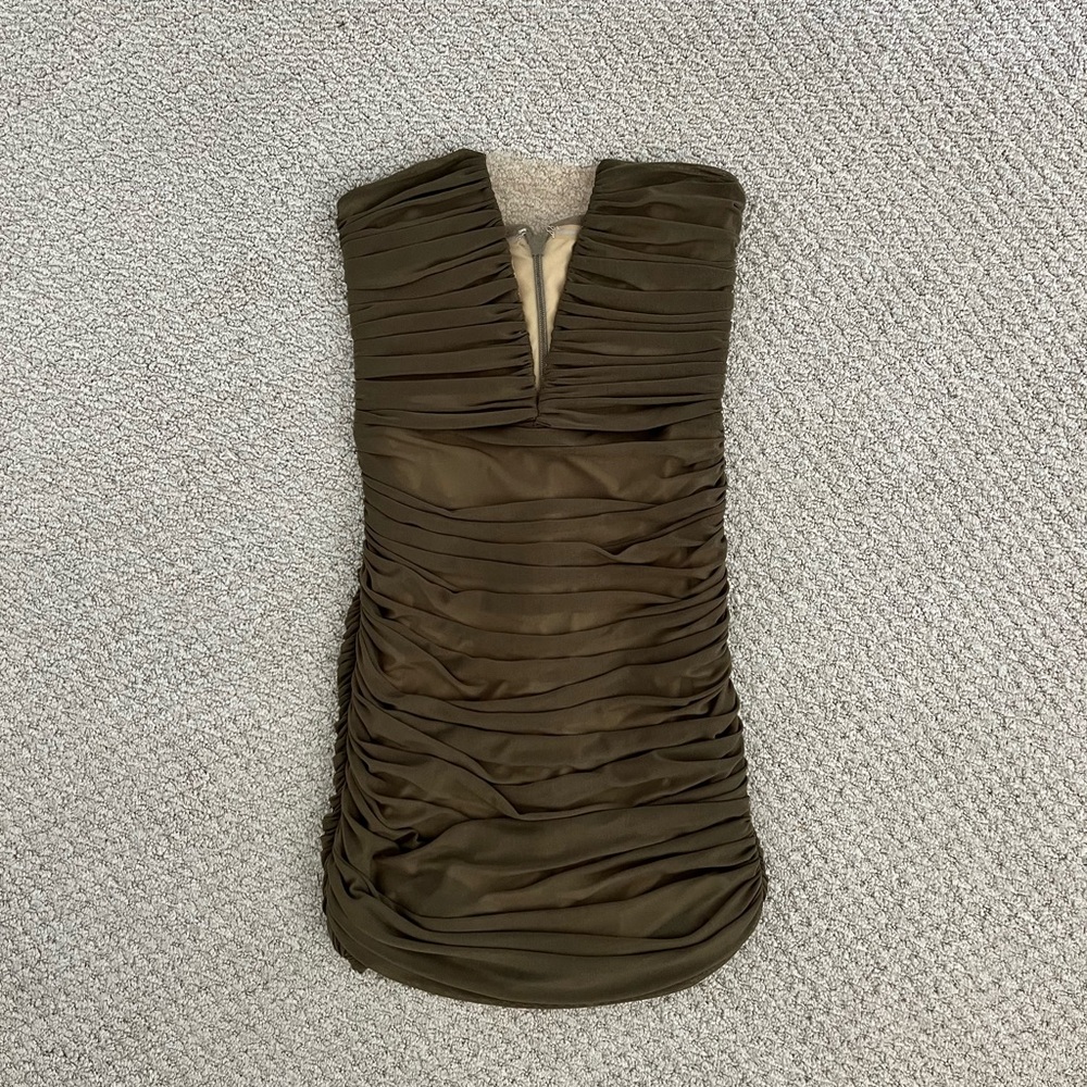 Michael Costello Olive Strapless Ruched Mini Dress - Picture 2 of 4